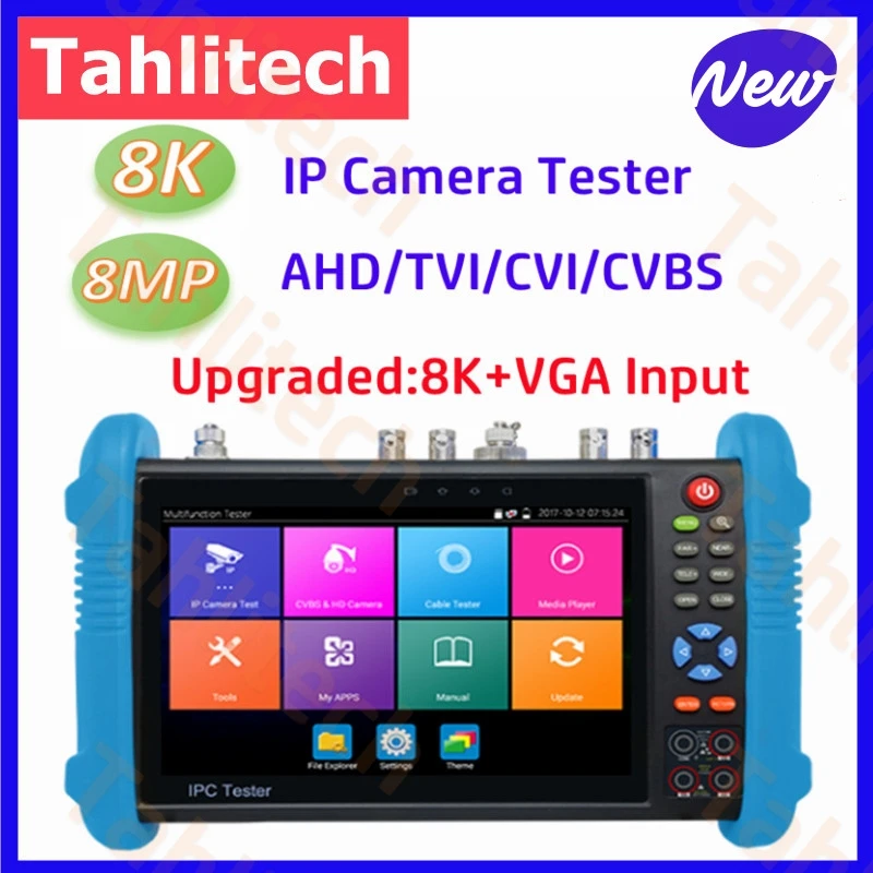 IPC9800 Pro Tester IPC CCTV Tester 7-Inch 8MP AHD CVI TVI H.265 IP Camera Wifi PTZ Cable HDMI VGA CCTV Test