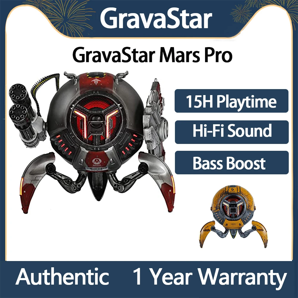 

Оригинальные беспроводные Bluetooth-колонки Gravastar G1 Pro, механические крутые басы Mars Pro, 15 часов воспроизведения, стереодинамики