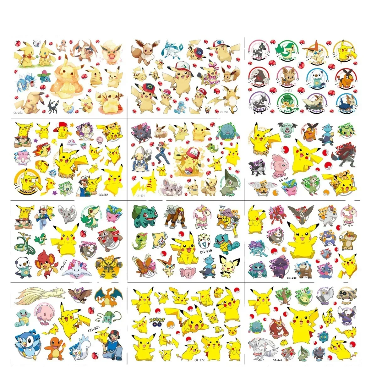 1 Pz Pokemon Tattoo Stickers Impermeabile Cute Pikachu Sticker Funny Cartoon Kids Girls Christmas Birthday Gift Reward Toy