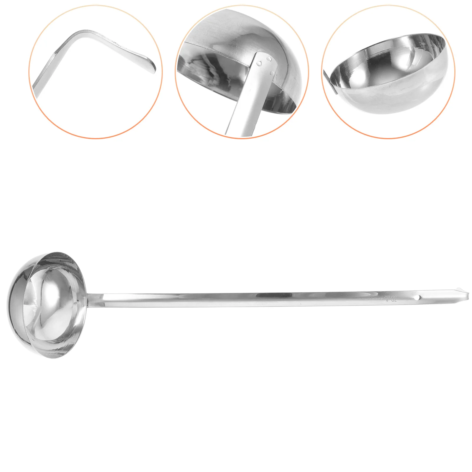1Pc Long Handle Stainless Steel Soup Ladle Kitchen Tool Restaurant Supply Water Scoop Sauce Spoon Serving Utensil Non Magnetic