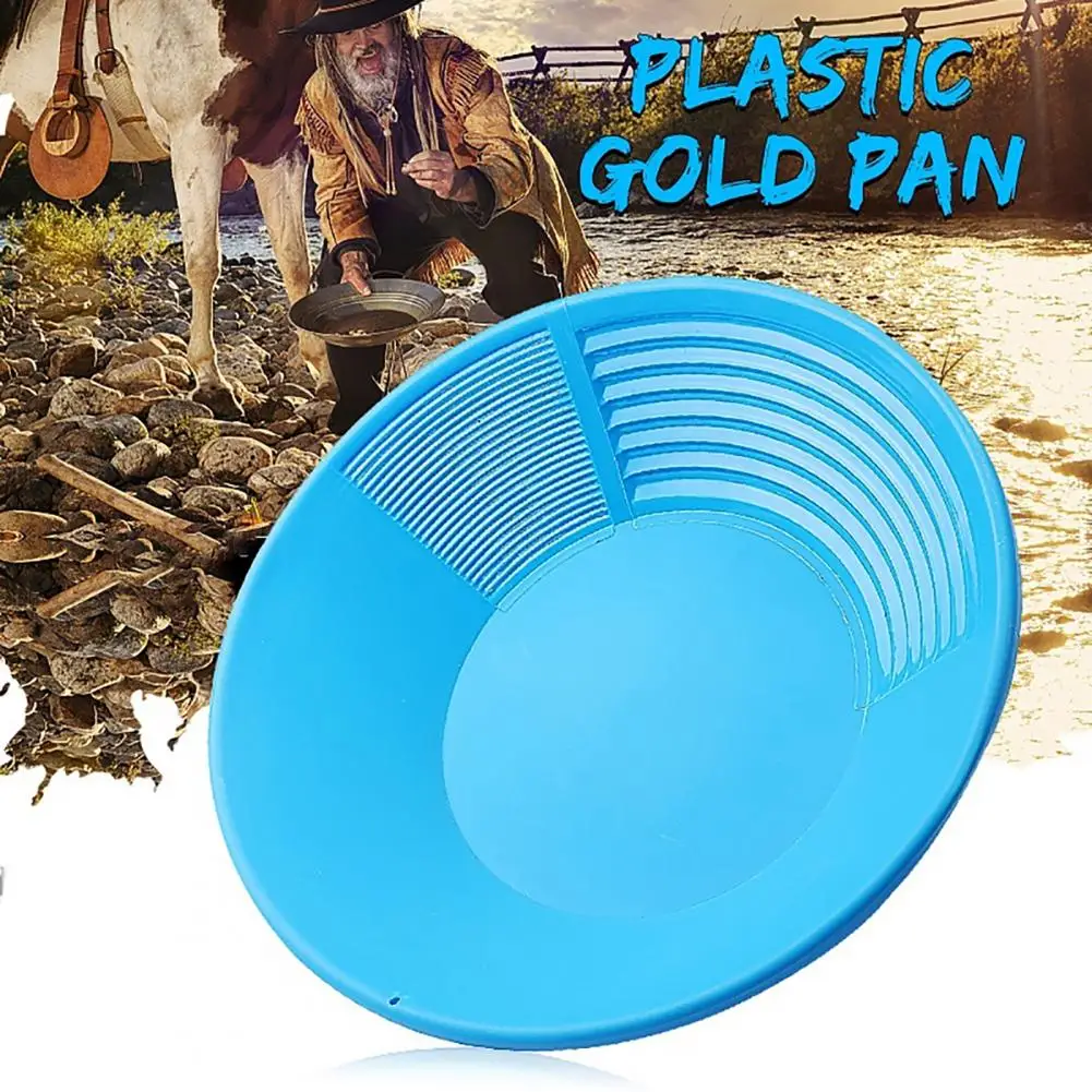 Manual Panning Pan Heavy Duty Three Riffles Rare Metal Prospecting Pan Portable Lightweight Round Plastic Basin Sifting Tool