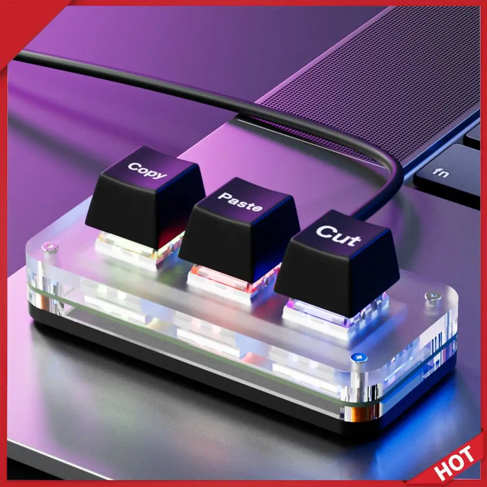RGB Ctrl X C V 단축키 한손용 키보드 3키 게이밍 기계식 키보드 회계..