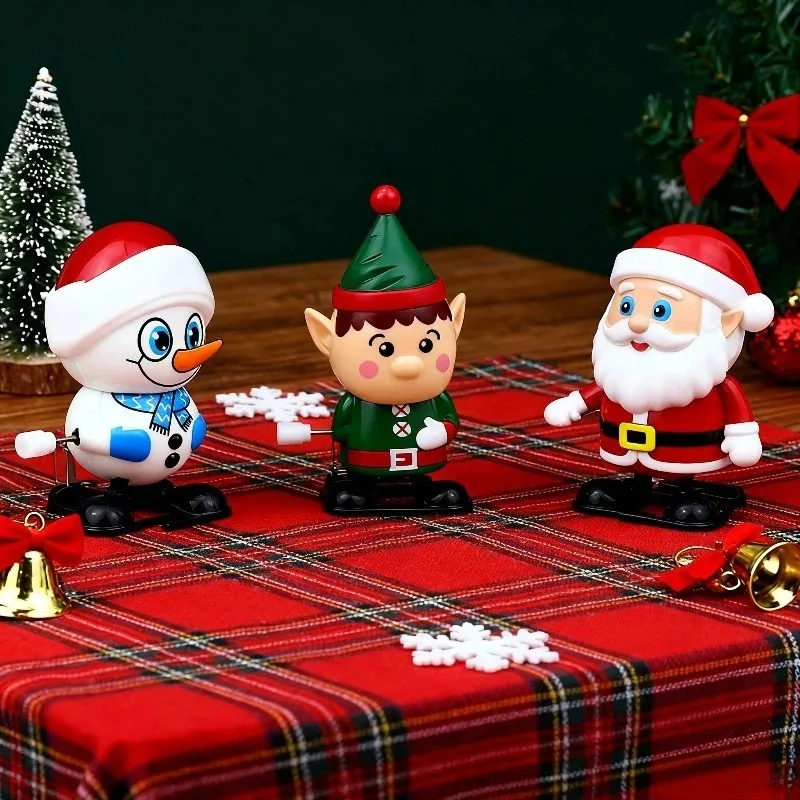 1Set/3PCS Santa Claus Toy with Mainspring, Tabletop Decoration, Shaking Snowman Toy, Christmas Gift, Simulated Walking Toy