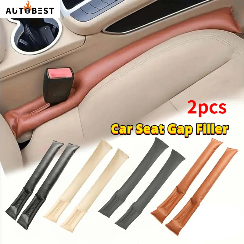 2pcs Leather Car Seat Gap Filler Soft Side Seam Plug Leak-proof