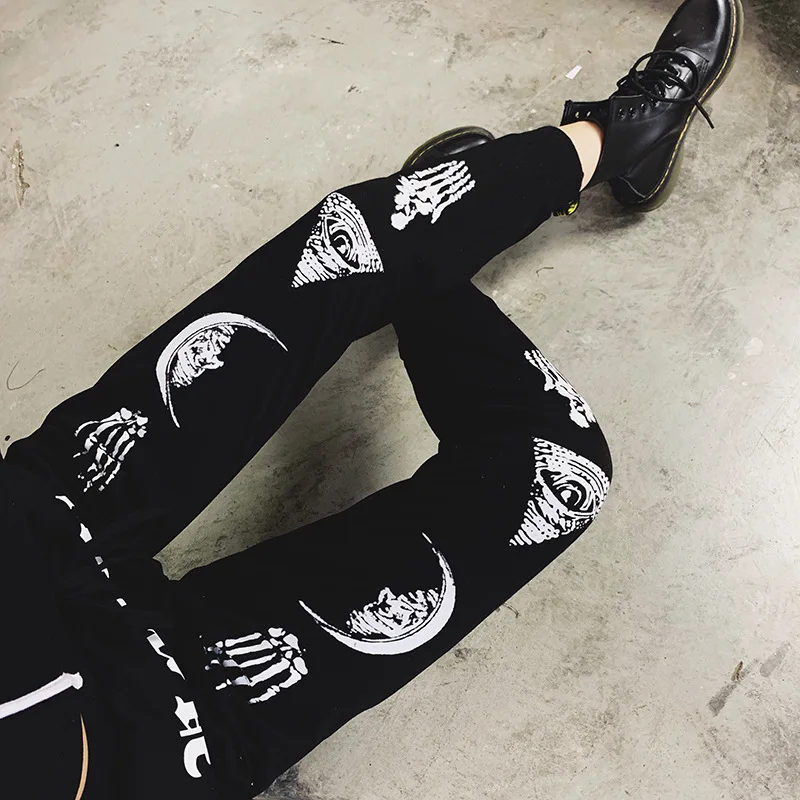 

2019 Punk Grunge Gothic pant Harajuku Pentagram pant Long Sleeve Autumn Hollow Out Patchwork trouser Vintage