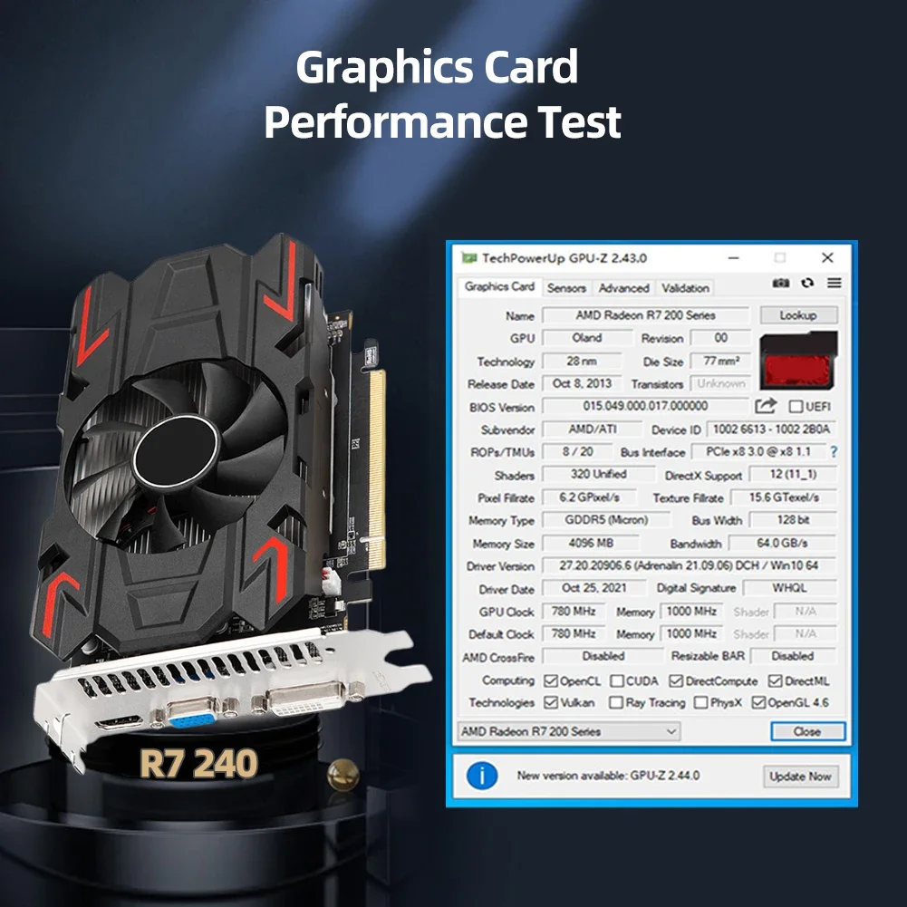 ǻ ũ ӿ ׷  ī, HD VGA DVI ̽ ׼, GT610, 810MHZ DDR3, 1GB