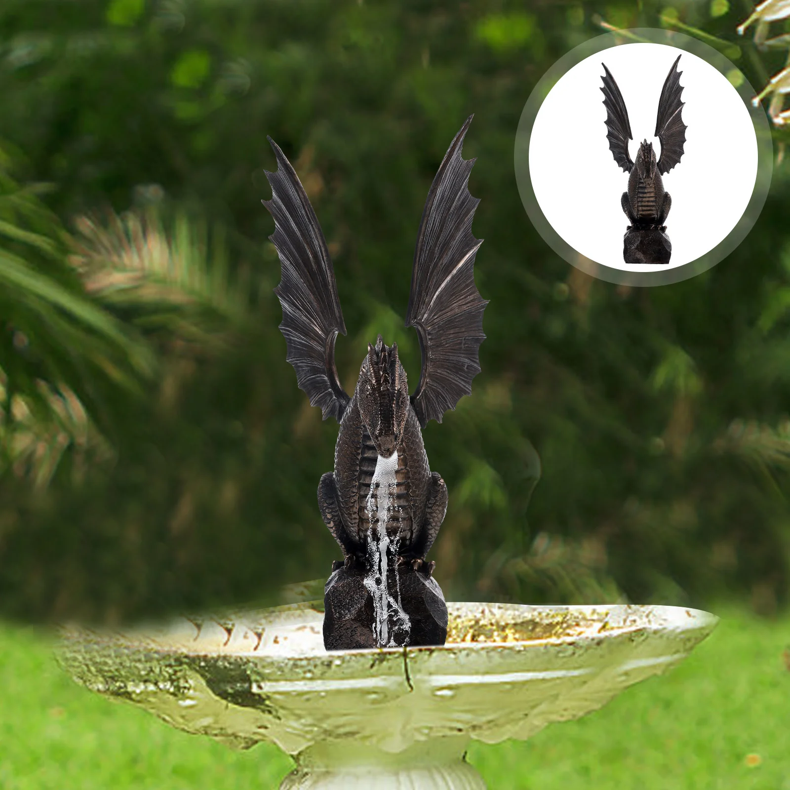 

Vintage Fountain Dragon Statue Decor Garden Figure Resin Outdoor Water Fountains