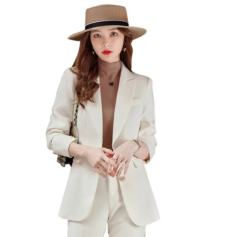 

High End Professional Pants Suits Women Autumn New Fashion Long Sleeve Formal Slim Blazer And Trousers Office Ladies Work Wear
