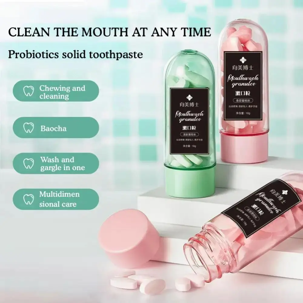 Portable Peach Gargle Granules Chewable Toothpaste For Fresh Breath And Clean Teeth Probiotic Solid Toothpaste Fresh Breath