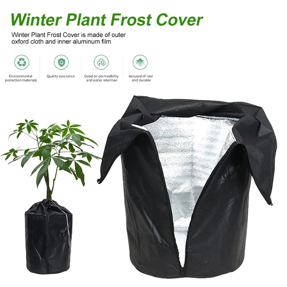 

Plant Freeze Protection Bag Oxford with Aluminum Film Lining Zippered Plant Flower Protection Wraps Covers for Indoor Outdoor
