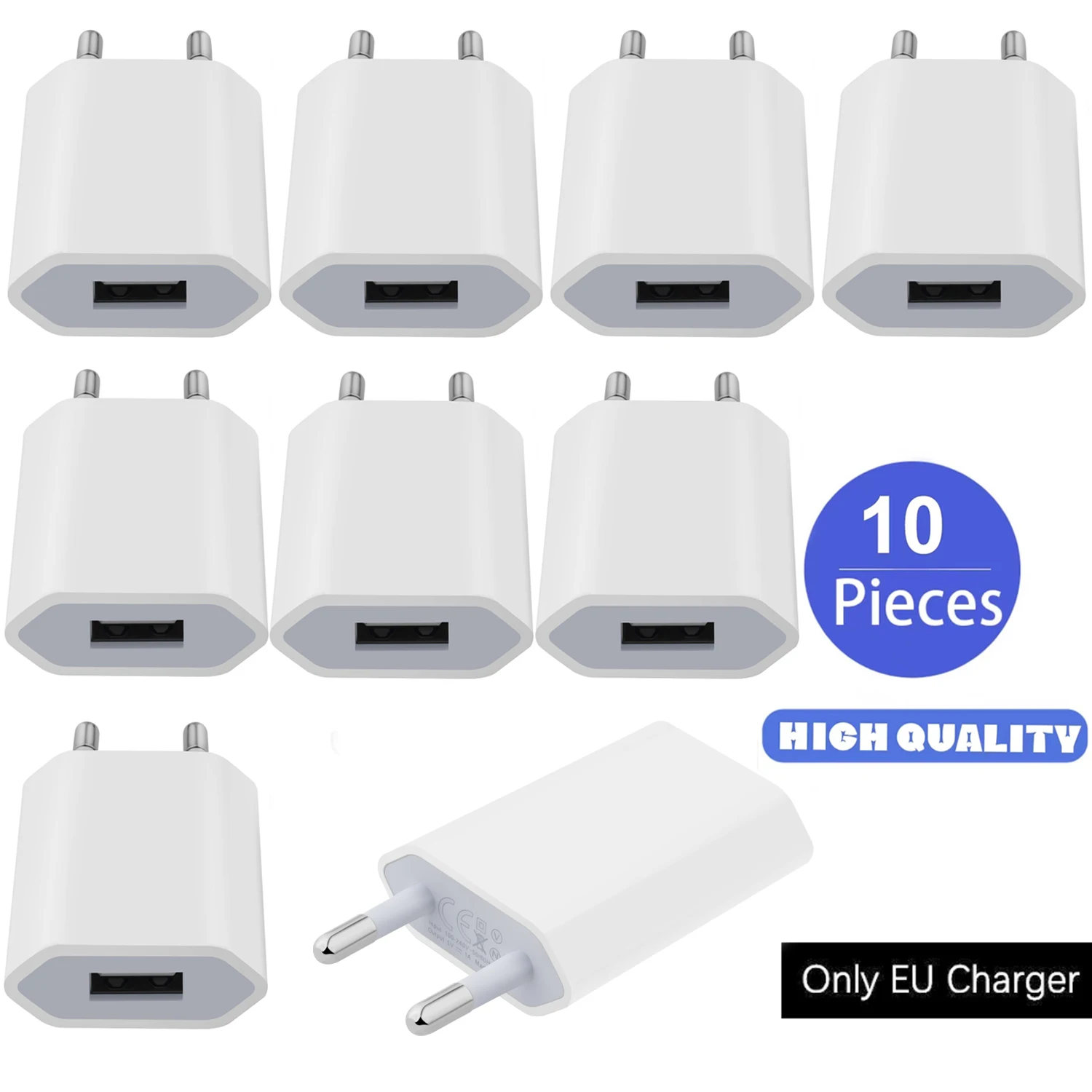 10pcs/lot EU Plug 5V 1A AC USB Charger Wall Power Adapter for Samsung