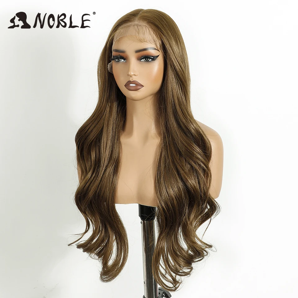 Noble 13X6 Lace Body Wave HD Transparent Ombre Blonde Highlight Wigs 26 Inch Baby Hair Lace Frontal Wig Wave Lace Wig For Women