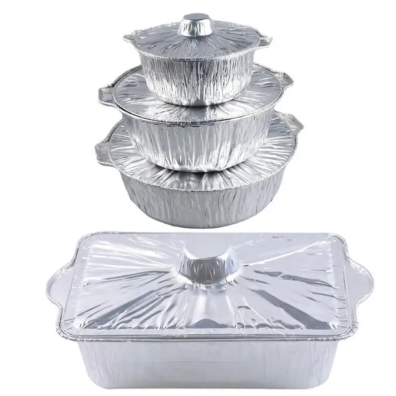 Round Aluminum Pans Cake Containers Lids Aluminum Bbq Foil Tray Sheet Cake  Pan Lid Tin Foil Pan Meat Pot Mini Baking Pot - AliExpress