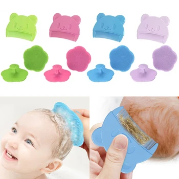 2 pezzi accessori per la cura del bambino testa fetale pettine grasso bagno infantile pettine morbido forniture per la pulizia dei capelli neonato pettine infantile massaggiatore per la testa 1