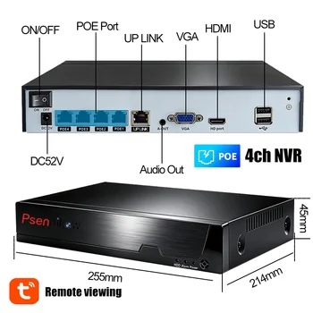 Psennikow Tuya NVR H.265 4CH Smart PoE 8MP Security IP Camera Video Surveillance CCTV System Remote Viewing Network Recorder 1