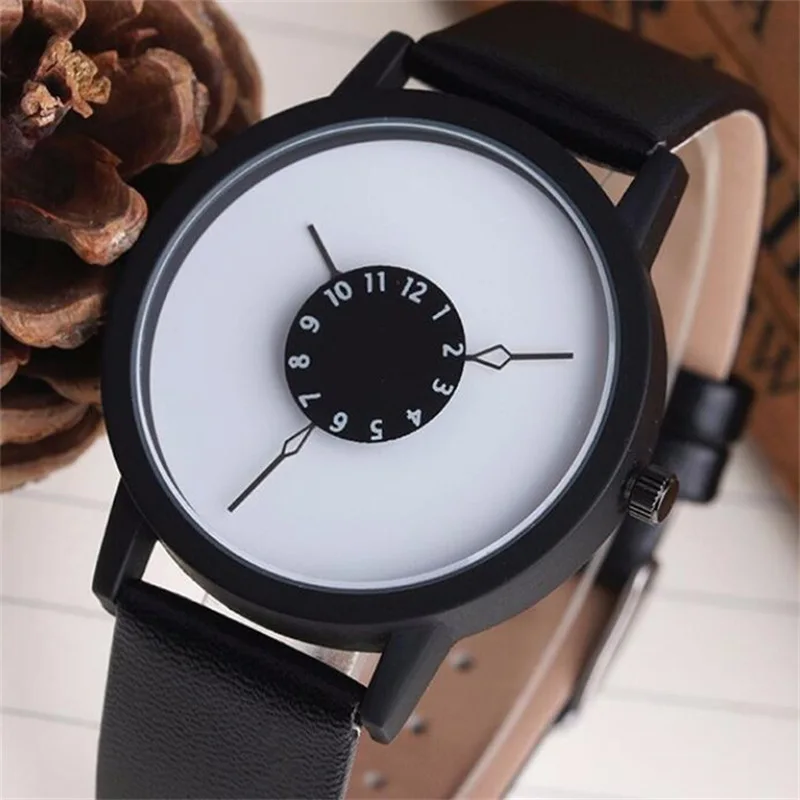 Creative Watches Women Men Quartz-Watch Analog Unique Dial Design Lovers' Relogio Saati Leather Wristwatches Clock Relojes - 3