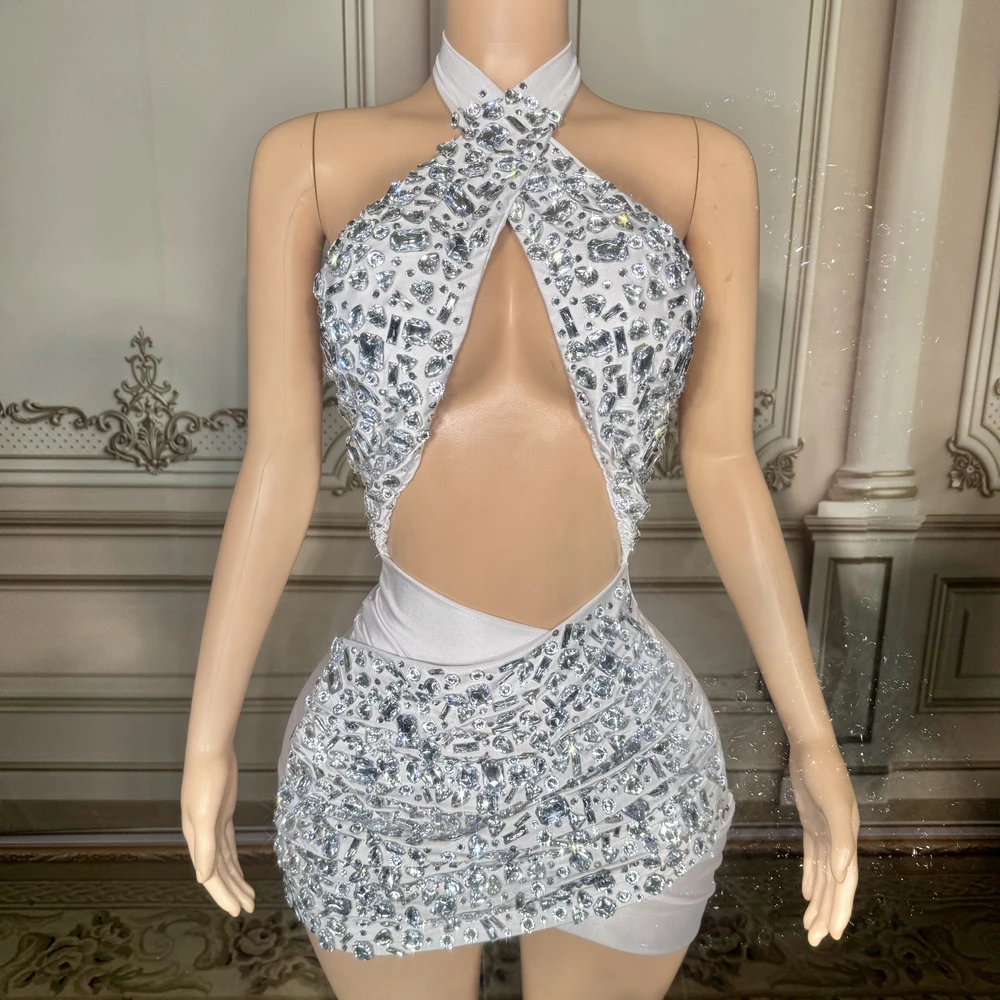 New party dress hollow pleated bow square sequined sexy short tube top dress