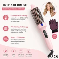 Brosse thermique, brosse ronde chauffante de 1,5 pouce pour un look bouclé, double tension, céramique tourmaline, technologie à ions négatifs, 6 réglages de température, moins de dommages 1