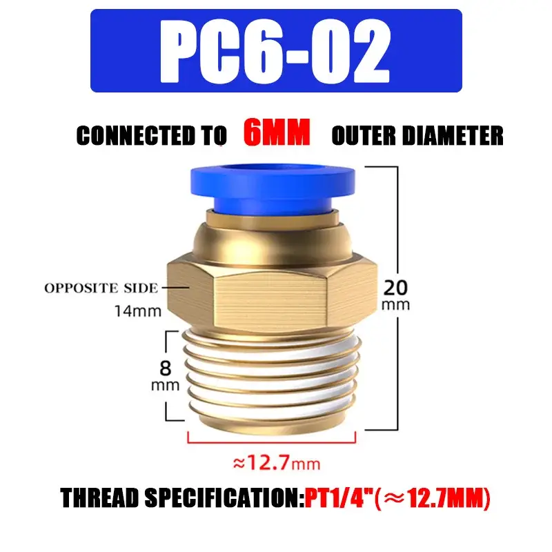 10/50PCS Pneumatic Fitting Air Connector PC 4mm 6mm 8mm 10mm 12mm Thread 1/8" 1/4" 3/8" 1/2" Hose Fittings Pipe Quick Connectors - Image 21