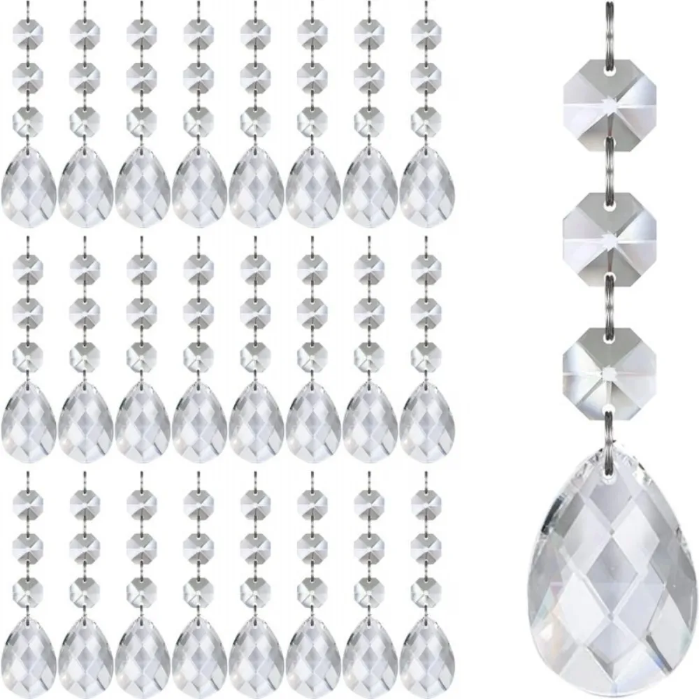 Simulate Ice Cone Acrylic Snowflake Pendant Crystal Diamond Transparent Crystal Hanging String 5pcs Festive Atmosphere