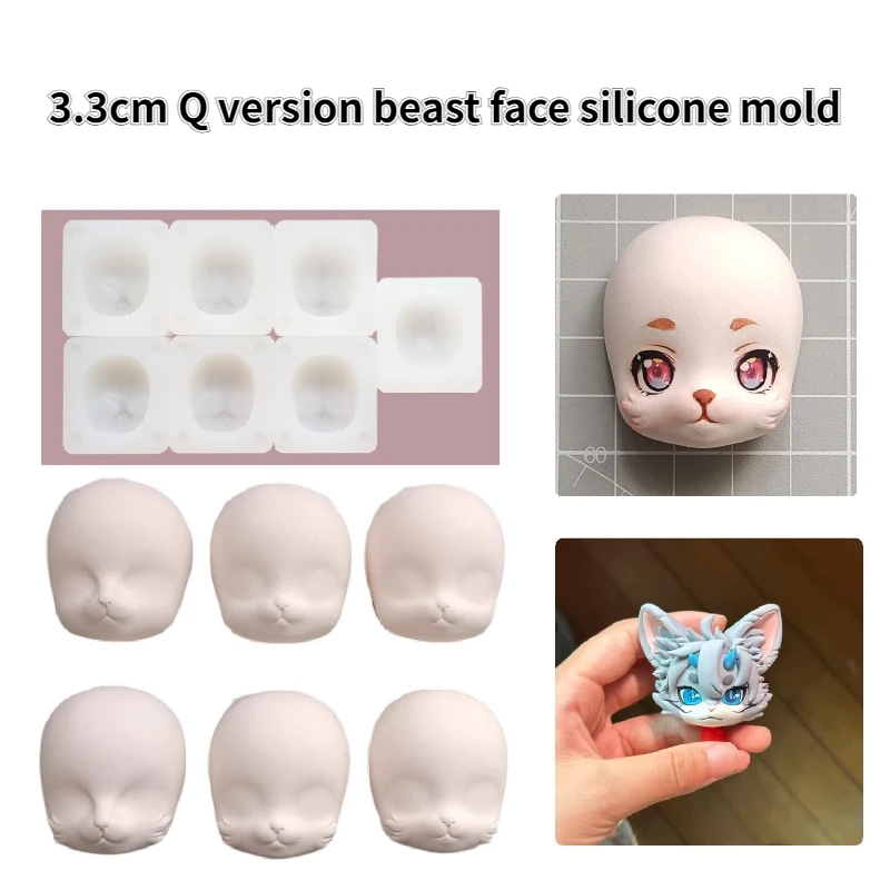25 Pack Q Version Doll Face Silicone Molds For Polymer Clay - Miniature BJD Doll DIY Craft Molds (Pink) - View #3