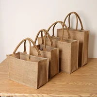 Women's jute tote bag large capacity shopping bag travel storage bag open mouth men's handbag 2