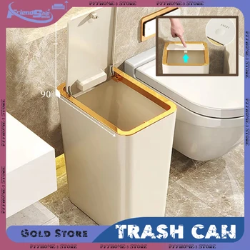 10/12L Slim Trash Can Nordic Covered Waterproof Large Capacity Dustbin One-Touch Lid for Bathroom Kitchen Living Room Bedroom 1