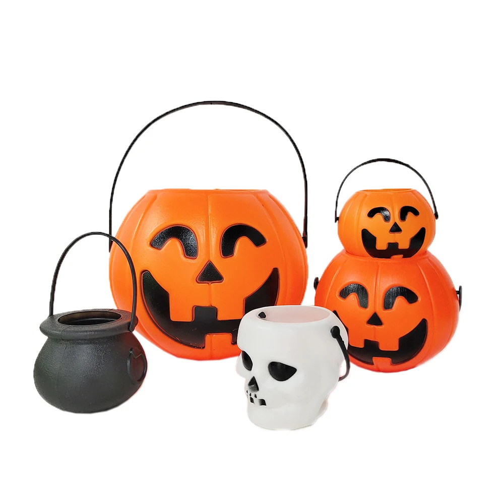 1 Stück Halloween Plastiktopf Lustiger Kürbis Süßigkeiten-Eimer Aufbewahrungstopf für Süßigkeiten DIY Halloween-Party Deko-Zubehör