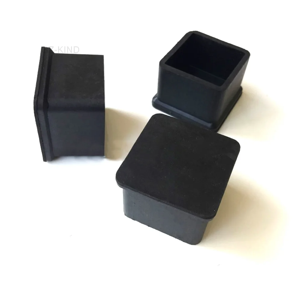 

10PCS Square Rubber Chair Table Feet Tube Pipe Stick End Cover Caps 20 25 30 40 50mm