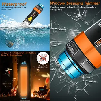 ZK30 Portable LED Camping Light Flashlight Tent Lamp USB Rechargeable Waterproof Lantern Flashlight Hanging Magnetic 5