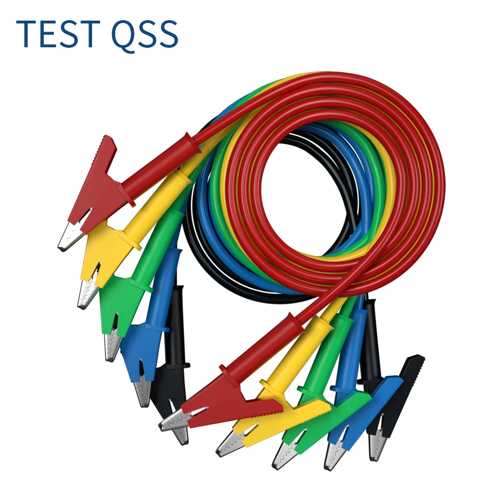 QSS 1M 5Pcs Dual Alligator Clips Multimer Test Leads Wire Cable with