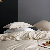 Parure de lit Lanlika pour femme en soie naturelle 100 %, couleur unie camel, pour lit Queen et King, comprenant housse de couette, drap plat et taies d'oreiller 4