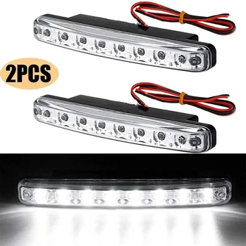 2 pezzi luci per auto universali super luminose luci di marcia diurna guida per auto DRL fendinebbia luce super bianca 12V 8 luci notturne a LED
