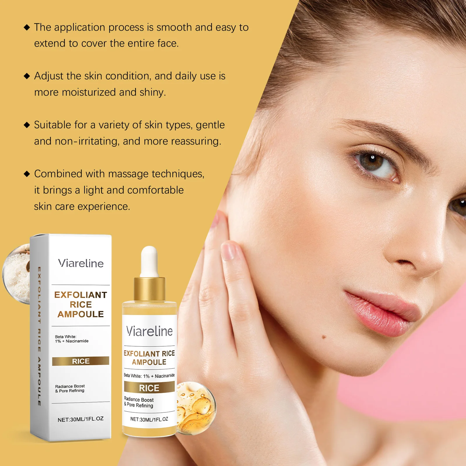 Rice Exfoliating Essence - Gentle Hydration & Moisturization, Refines Pores, Skin-Care Essence