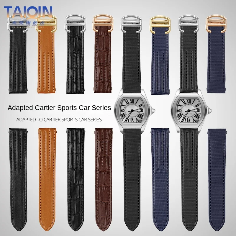 Cinturino In Nylon Da 19Mm Cinturino Per Orologio In Pelle A Sgancio Rapido Per Cartier Roadster W6206018 W6206017 Cinturino Adattatore In Metallo Per