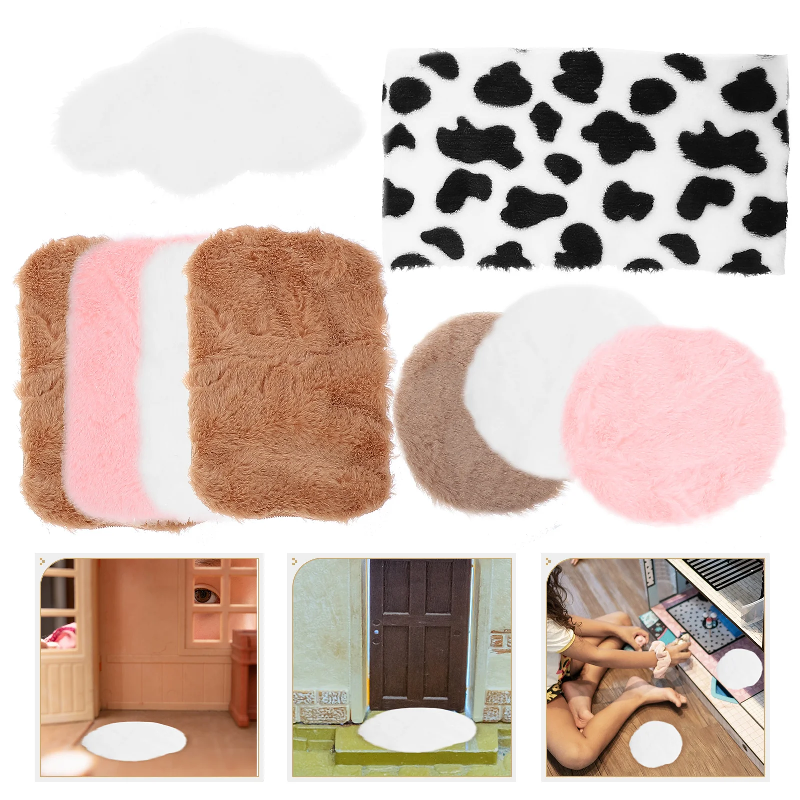 9 Pcs Mini Rug Surprise Dollhouse Dolls Toy Small Adornment Weave Child