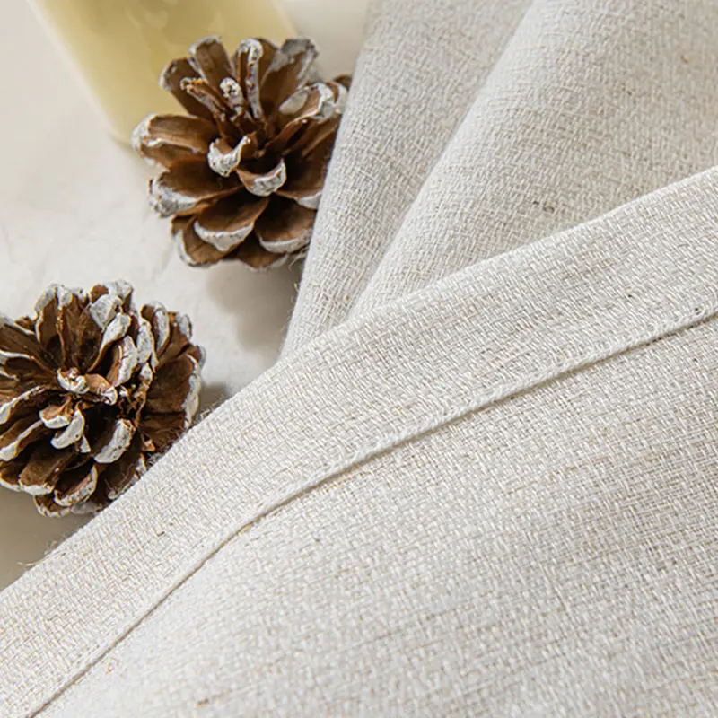 1Panel Japanese Style Living Room Thick Linen Curtains, Bedroom Curtains, Hotel Linen Beige Sheer Curtains 6