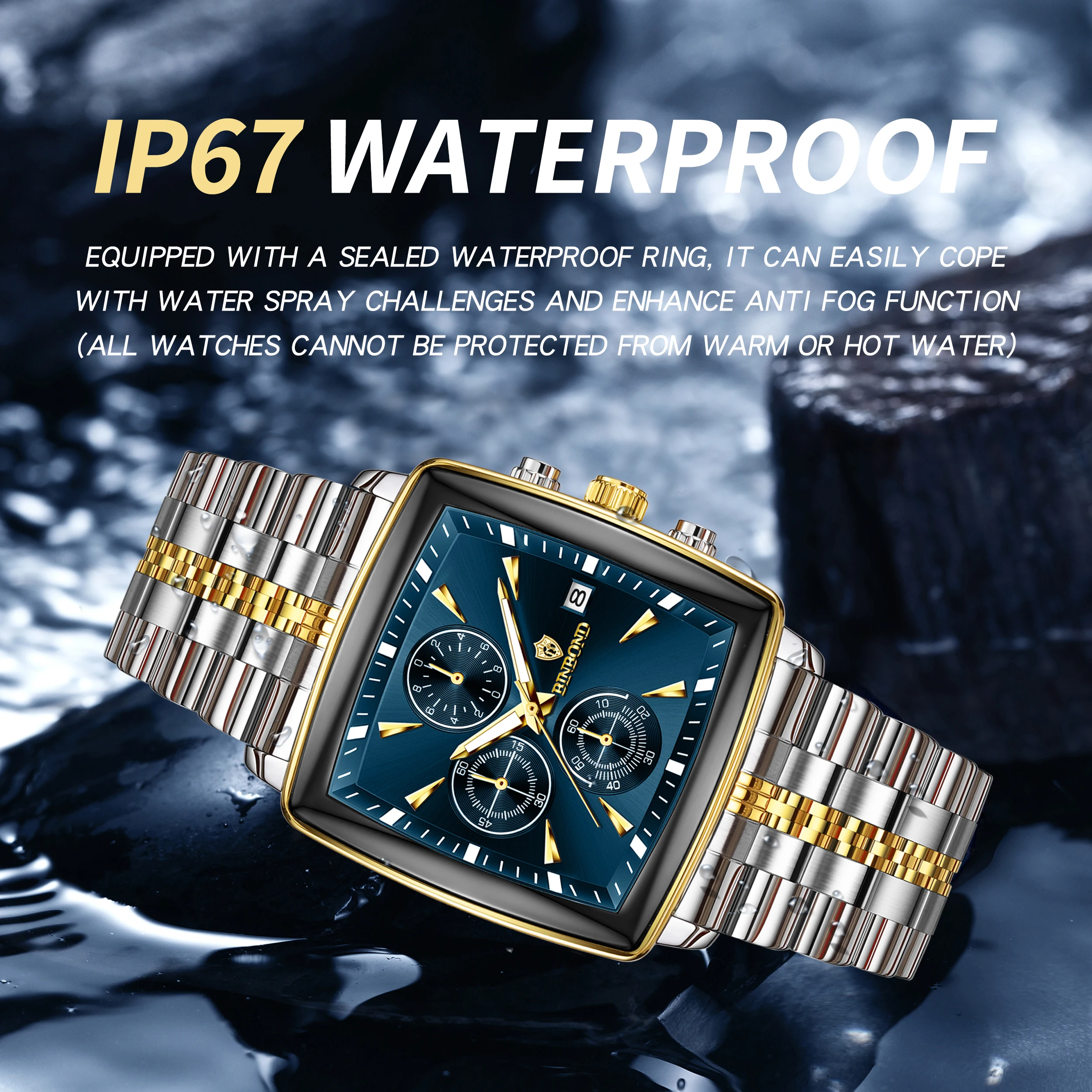 2025 New Luxury Square Sport Man Wristwatch Waterproof Luminous Chronograph Quartz Men's Watches Stainless Steel Men Watch Reloj 2