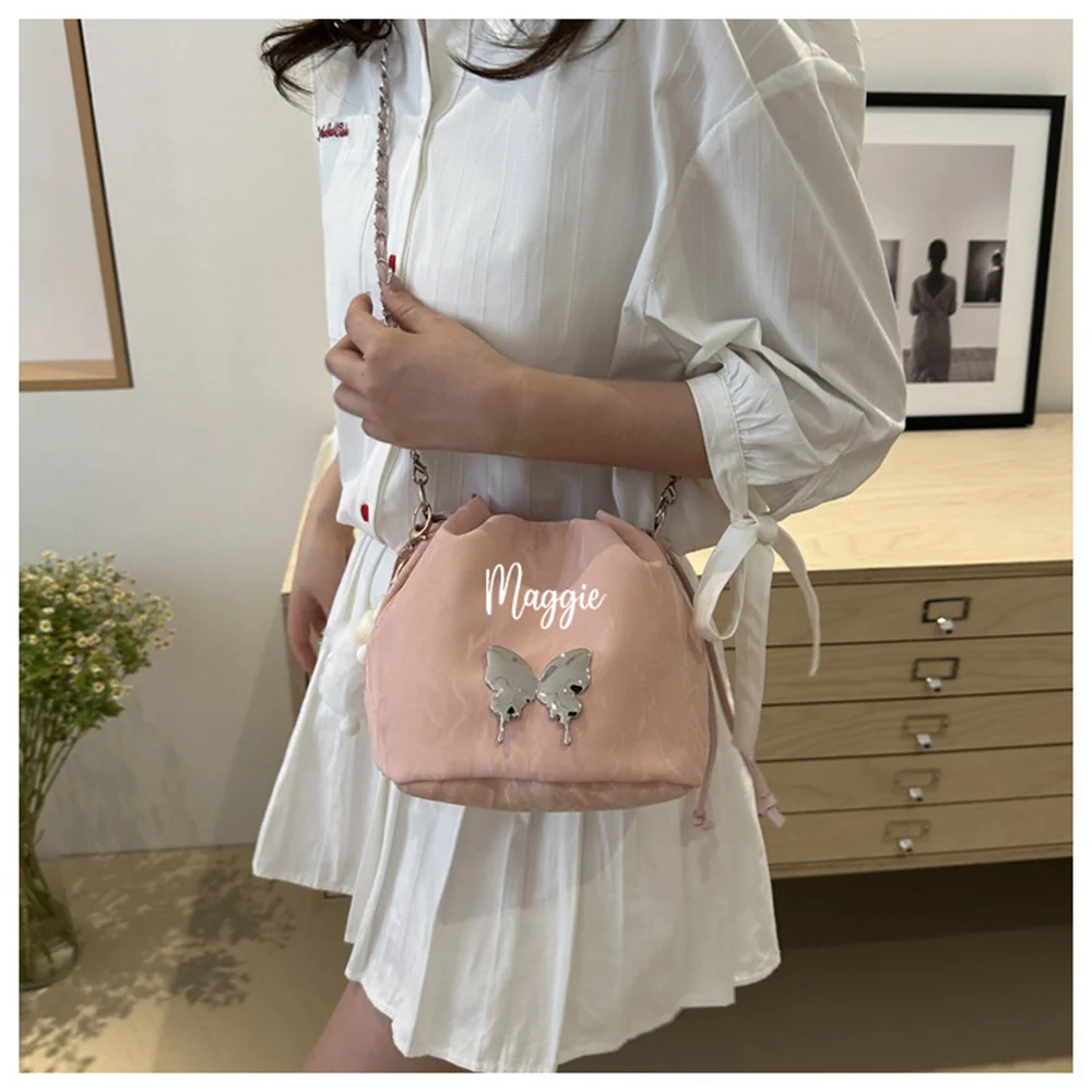 

Новинка 2024, сумки с индивидуальным наименованием, модные сумки через плечо с цепочкой, сумки-ведра с телескопической веревкой