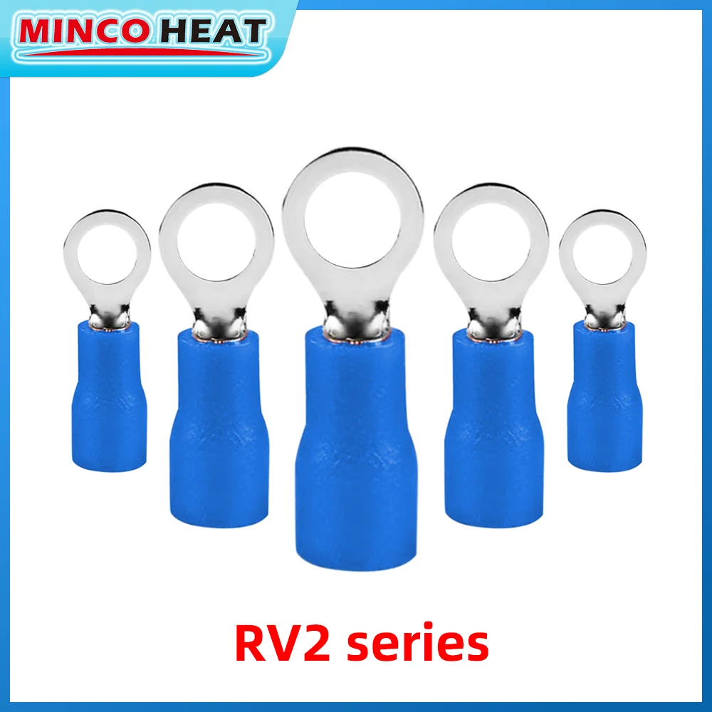 100Pcs Blue Ring Insulated Wire Connector Electrical Crimp Terminal RV2-4
