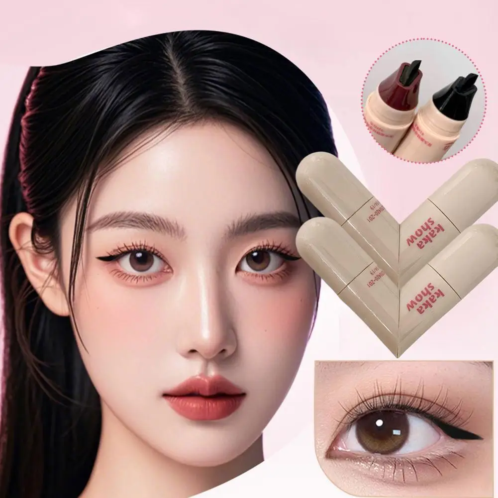 Foldable Eyeliner Stamp Waterproof Smudge Proof Gel Eyeliners Pen Tool For Perfect Wings Easily Draw Eye Makeup (Black+Brown)