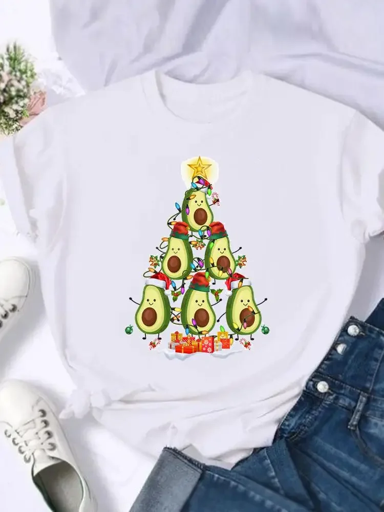 

Avocado Love Trend 90s Merry Christmas Fashion Female New Year T-shirts Shirt Print T Top Graphic Tee Women Holiday