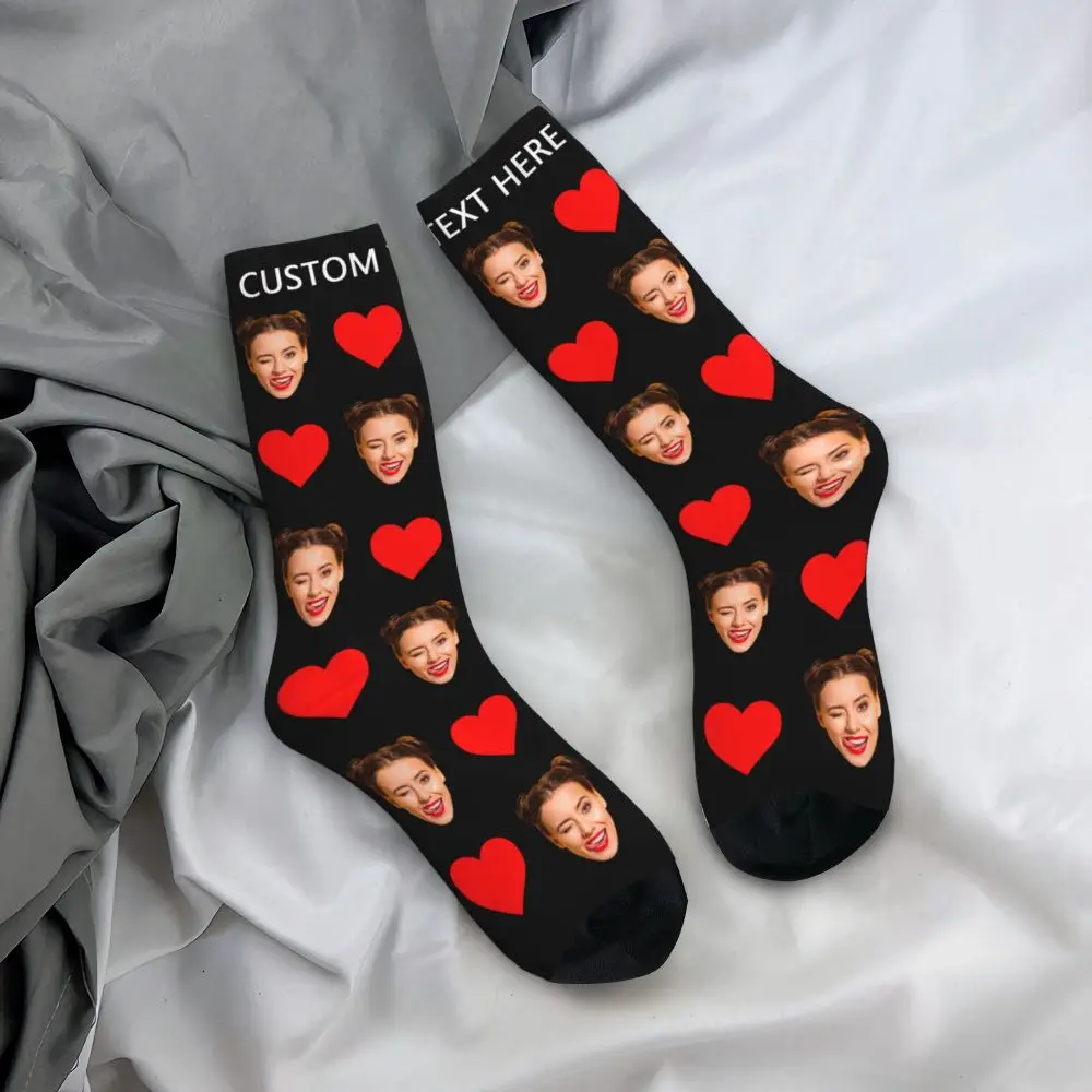 Personal Custom Avatar Printed Socks Cozy Sport Middle Tube Socks Cotton for Unisex Birthday Present 79