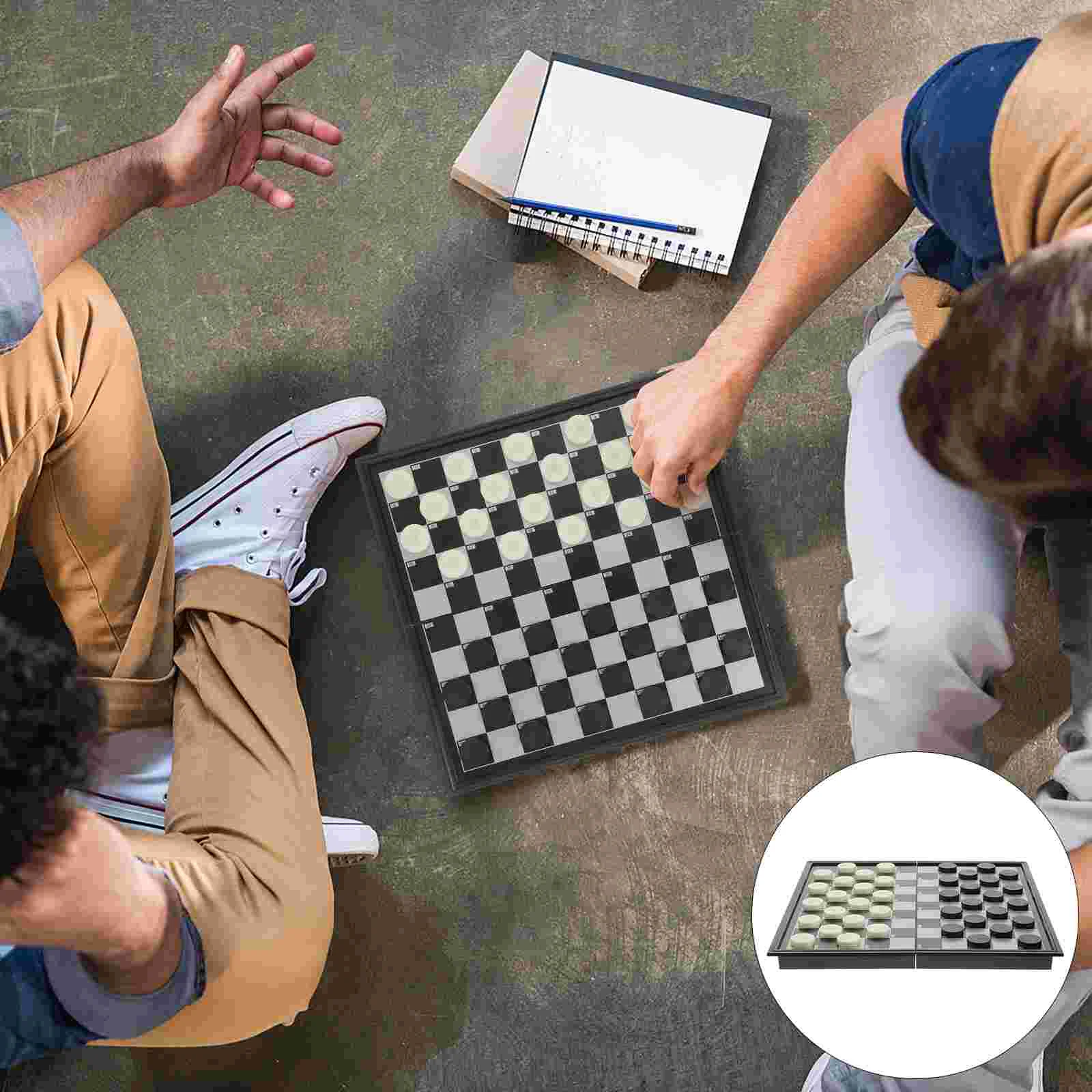 

Plastic International Checkers Foldable Board Game Beneficial Chess Games Recreational Game Supply Entertainment Accessory