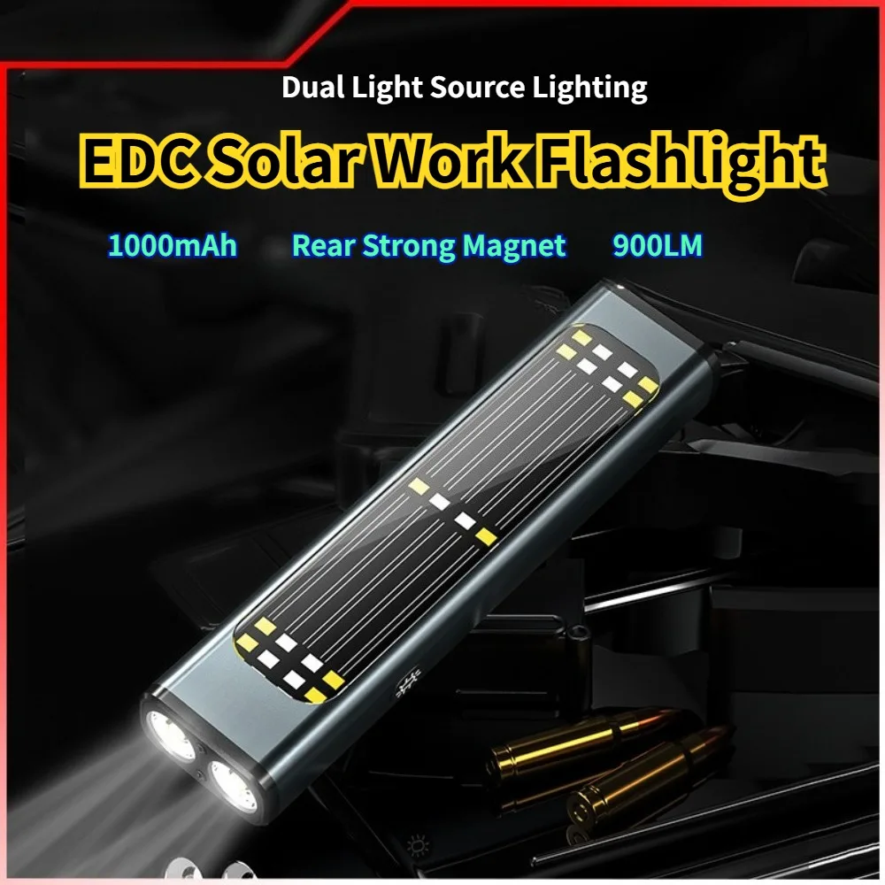 Aluminum Alloy Portable Work Light with Solar Charging & Magnetic Base - Ultra-Bright