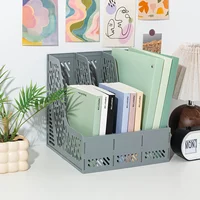 Modern Minimalist Gray Plastic Desktop Organizer - Multi-Purpose File and Magazine Storage Rack for Office Supplies Display 1