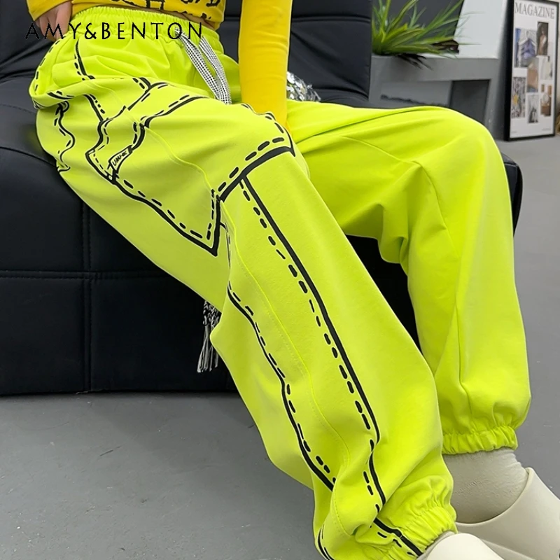 Summer Oversize Casual Cargo Pants Korean Style Ins Harajuku Women's Street All-Match Loose Tappered Harem Trousers Kawaii Pants