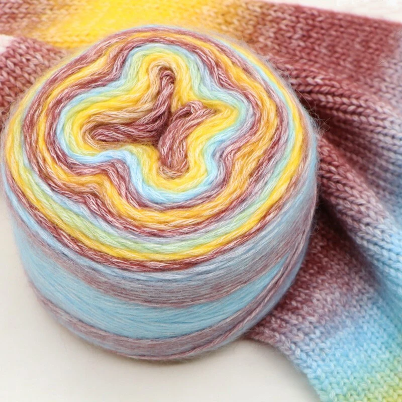 

100g 280M Rainbow Segment Dyed Yarn Wool DIY Handmade Knitted Baby Sweater Hat Scarf Sofa Cake Yarn Quality Hand-Knitting Thread