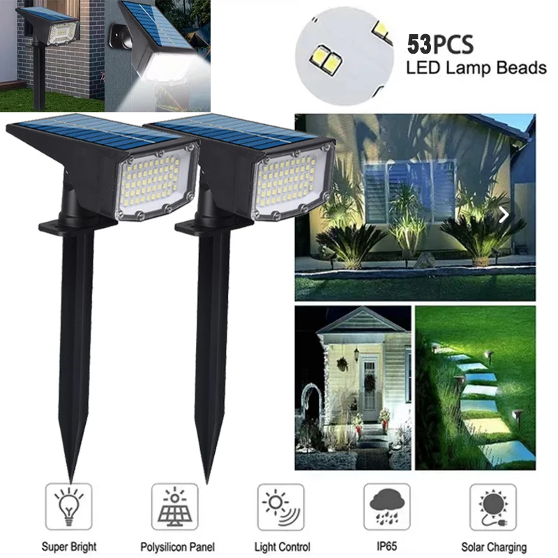 

1/2/4Pcs Solar Powered 53LED Lamp Adjustable Solar Spotlight In-Ground IP65 Waterproof Landscape Wall Light Outdoor Lighting