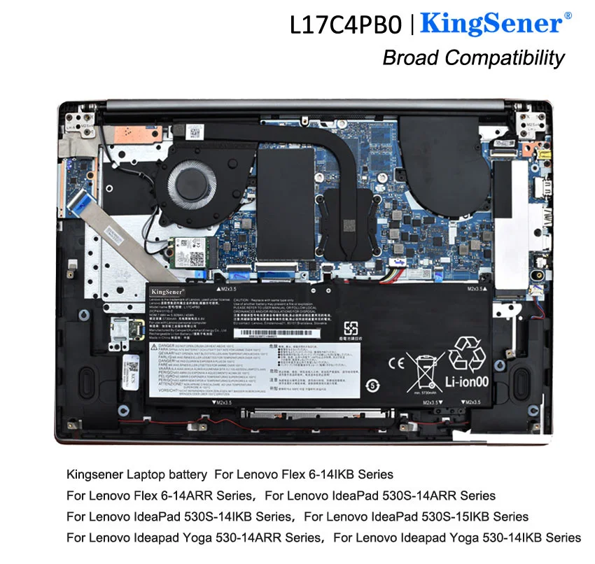 Kingsener-bateria para laptop, l17c4pb0, para lenovo, xiaoxin